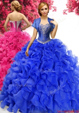 Comfortable Royal Blue Sweet 16 Dress with Appliques and Ruffles