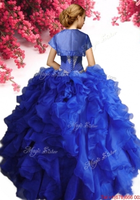 Modern Royal Blue Organza Quinceanera Dress with Ruffles and Beading