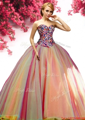 New Arrivals Beaded Tulle Sweet 16 Dress in Rainbow