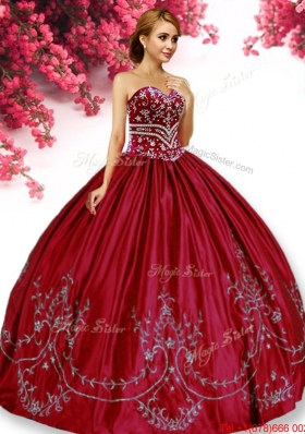 Classical Wine Red Quinceanera Dress with Beading and Embroidery