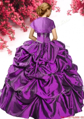 Discount Embroideried and Pick Ups Taffeta Quinceanera Dress in Teal