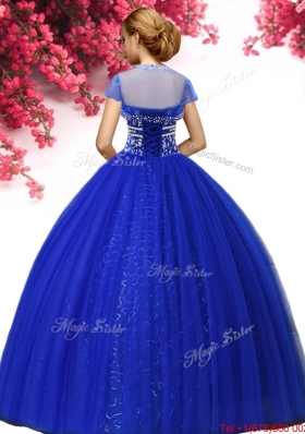 Hot Sale Beaded Fuchsia Sweet 16 Gown in Tulle