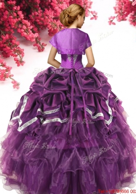 Unique Dark Purple Quinceanera Dress with Ruffled Layers and Beading