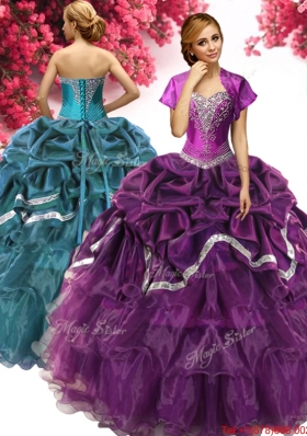 Unique Dark Purple Quinceanera Dress with Ruffled Layers and Beading