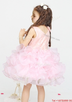 Beautiful Laced and Ruffled Short Flower Girl Dress in Organza