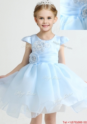 Luxurious Light Blue Flower Girl Dress with Bowknot and Appliques