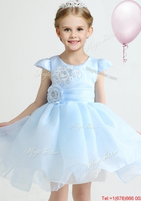 Luxurious Light Blue Flower Girl Dress with Bowknot and Appliques