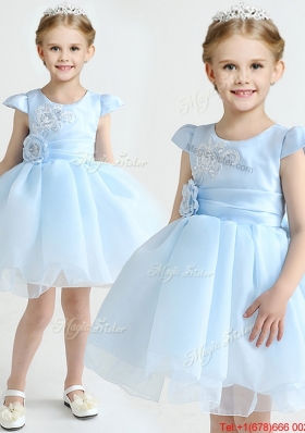 Luxurious Light Blue Flower Girl Dress with Bowknot and Appliques