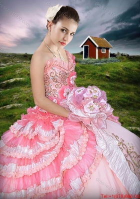 Exquisite One Shoulder Two Tone Quinceanera Dress with Beading and Ruffled Layers