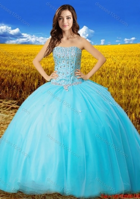 New Arrivals Really Puffy Strapless Tulle Quinceanera Dress with Bowknot and Beading