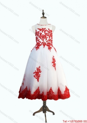 Lovely Beaded and Appliques Flower Girl Dresses in White and Red