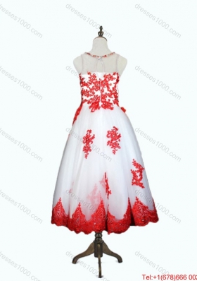 Lovely Beaded and Appliques Flower Girl Dresses in White and Red