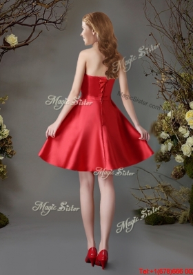 2017 Hot Sale Applique Red Strapless Short Dama Dress in Satin