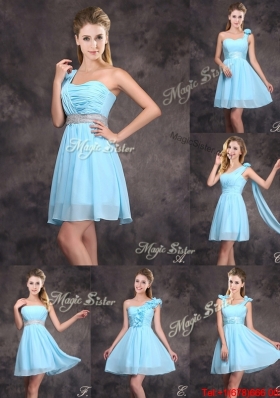 Best Chiffon Short Dama Dress with Ruffled Decorated One Shoulder