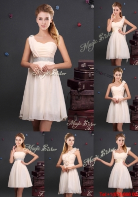 Latest One Shoulder Handmade Flower Dama Dress with Ruching