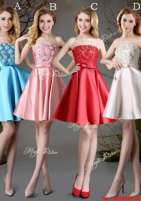 New Arrivals Satin Pink Short Dama Dress with Appliques and Bowknot