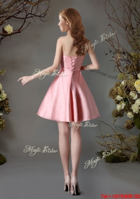 New Arrivals Satin Pink Short Dama Dress with Appliques and Bowknot