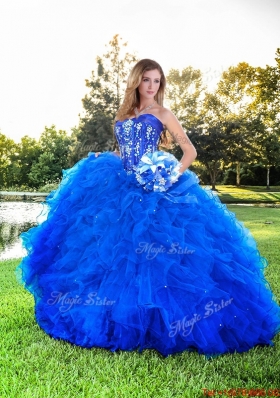 Affordable Visible Boning Beaded and Ruffled Quinceanera Gown with Strapless