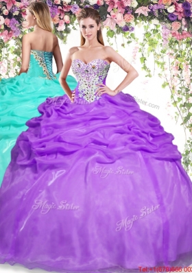 Elegant Beaded and Bubble Quinceanera Gown in Eggplant Purple