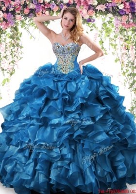 Hot Sale Puffy Skirt Beaded and Ruffled Sweet 16 Dress in Organza
