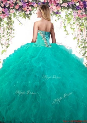 Latest Big Puffy Tulle Quinceanera Gown with Beading and Ruffles