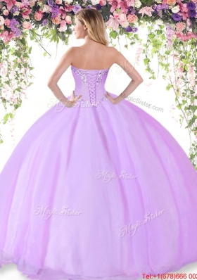 Popular Big Puffy Beaded Peach Quinceanera Dress in Tulle