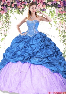 Wonderful Taffeta Beaded and Bubble Quinceanera Dress with Brush Train