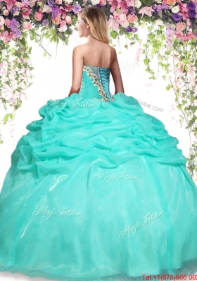 Cheap Apple Green Sweet 16 Dress with Beading and Bubbles