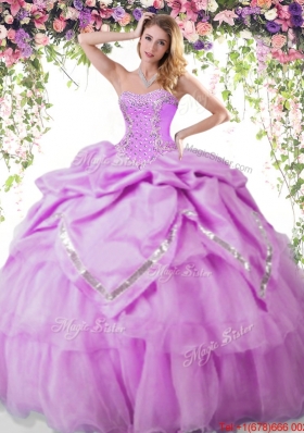 Latest Bubble and Beaded Lilac Quinceanera Dress in Organza