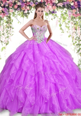 New Arrivals Organza Beaded and Ruffled Lilac Quinceanera Dress