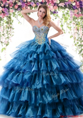 Classical Organza Beaded Sweet 16 Dress with Ruffled Layers