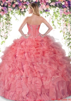 Luxurious Really Puffy Beaded Lilac Quinceanera Dress with Ruffles