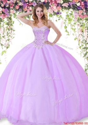 Summer New Style Tulle Beaded Quinceanera Gown in Lilac