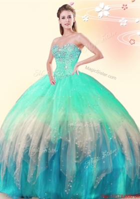 Unique Sweetheart Beaded Tulle Quinceanera Dress in Multi Color
