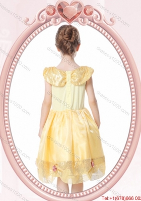 Elegant Ball Gown Scoop Button Halloween Little Girl Pageant Dress with Beading and Handcraft