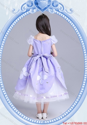 Halloween Beautiful Ball Gown Applique and Beaded Little Girl Pageant Dress in Lavender