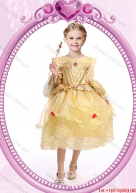 Halloween Long Sleeves Zipper Up Little Girl Pageant Dress in Organza and Sequins