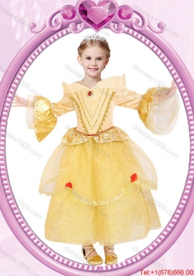 Halloween Long Sleeves Zipper Up Little Girl Pageant Dress in Organza and Sequins