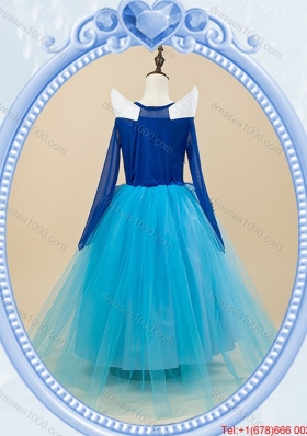 Halloween Lovely Baby Blue Little Girl Pageant Dress with Embroidery and Beading