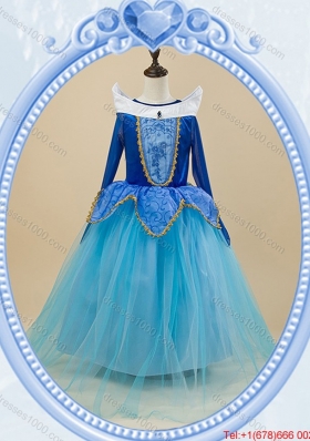 Halloween Lovely Baby Blue Little Girl Pageant Dress with Embroidery and Beading