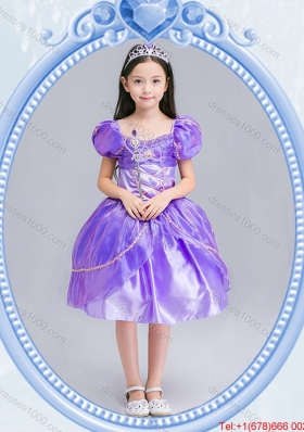 Halloween Perfect Square Beaded and Bowknot Little Girl Pageant Dress in Knee Length