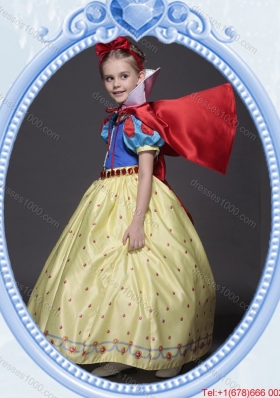 Halloween Pretty A Line Belted and Bowknot Yellow Little Girl Pageant Dress in Printing