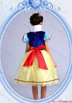 Halloween Sweet Short Sleeves Yellow Bowknot Little Girl Pageant Dress in Organza