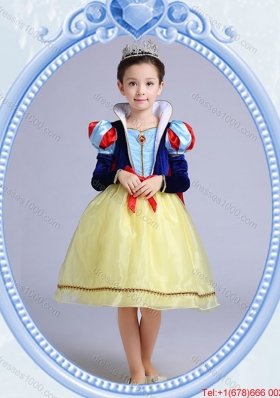 Halloween Sweet Short Sleeves Yellow Bowknot Little Girl Pageant Dress in Organza