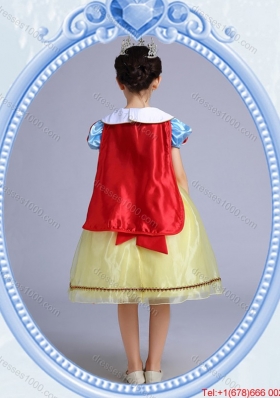 Halloween Sweet Short Sleeves Yellow Bowknot Little Girl Pageant Dress in Organza