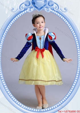 Halloween Sweet Short Sleeves Yellow Bowknot Little Girl Pageant Dress in Organza