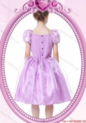 Princess V-Neck Knee-length Lilac Halloween Little Girl Pageant Dress with Bowknot and Beading