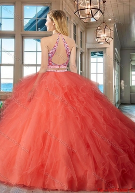 New Arrivals Open Back Red Quinceanera Dress with Ruffles and Beading