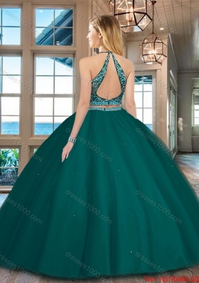 Elegant Two Piece Open Back Tulle Beaded Quinceanera Dress in Rust Red