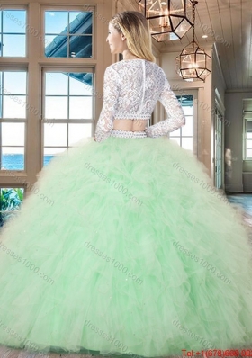 Lovely Two Piece Beaded and Ruffled Quinceanera Dress in Tulle and Lace